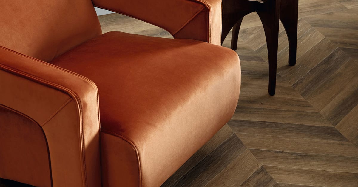 Furrowed Oak in Chevron | LVT Design flooring by Amtico